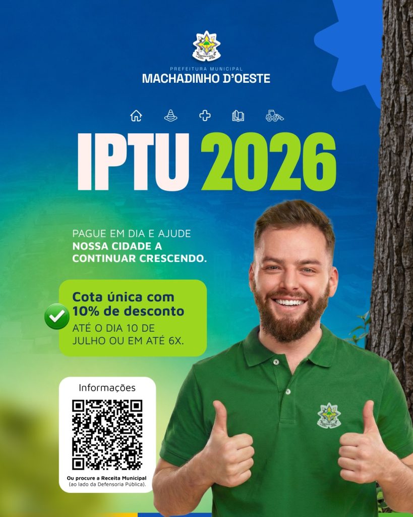 IPTU 2026 em dia, cidade em crescimento!